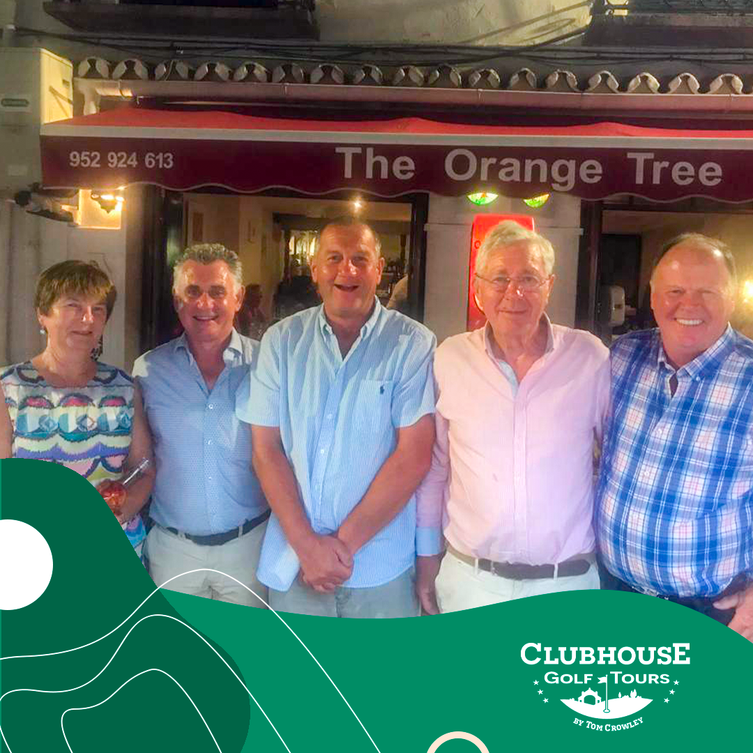 What a fabulous 2 days we had at our tournament of 2 Santas this week in Santa Maria and Santana followed by presentación of prizes and superb meal in the Orange Tree restaurant in Marbella Old town. Winners from left Eileen O Meara Nearest the pin. Overall winner with 79 pts Kevin Walsh. Garry Norris Nearest the pin. Cyril Mulligan 3rd and Kevin McLaughlin Nearest Pin. Ladies winner was Frauke Schleicher and Caroline Clifford Nearest the pin. Kieran McDermott 2nd
