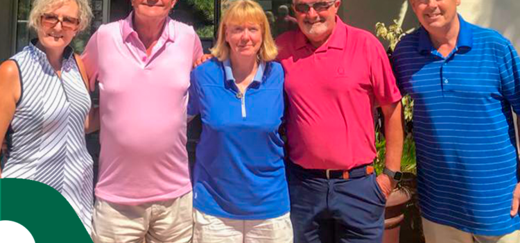 Winners at Santana last Wednesday from left Fionnuala O Neill runner up.John Shannon 4th. Overall winner with 41 pts Trish Cunningham. Steve Holmes and Peter Byrne 2s. Frank Ammar was 3rd and 2s.