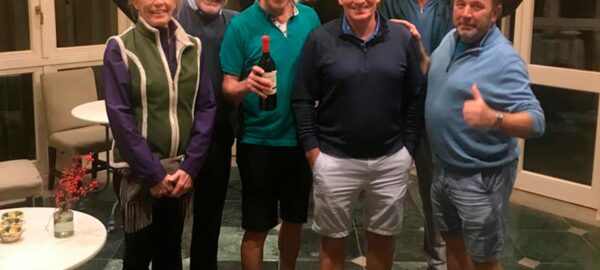 Happy New Year winners at Flamingos last Wednesday from left Ladies winner and Wine Sponsor Torild Flaten. In 4th Ludvig with Snorre Flaten 3rd. Kieran McDermott 2s and overall winner and 2s Frank Ammar. Liam Lahart 2s.Also Frauke Schleicher and Joe Duignam had 2s.