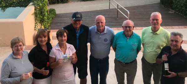 Winners from Valle Romano last Wednesday fro left Mary Gregory runner up in ladies. Eithne Cusack 3rd and ladies winner Eileen O Meara. Gents winner was that great Norwegian Thor Rolfsen 38 pts. David Horsburgh 2s, Martin Kernaghan 2nd with Joe Duignam 3rd and Kevin Walsh 4th